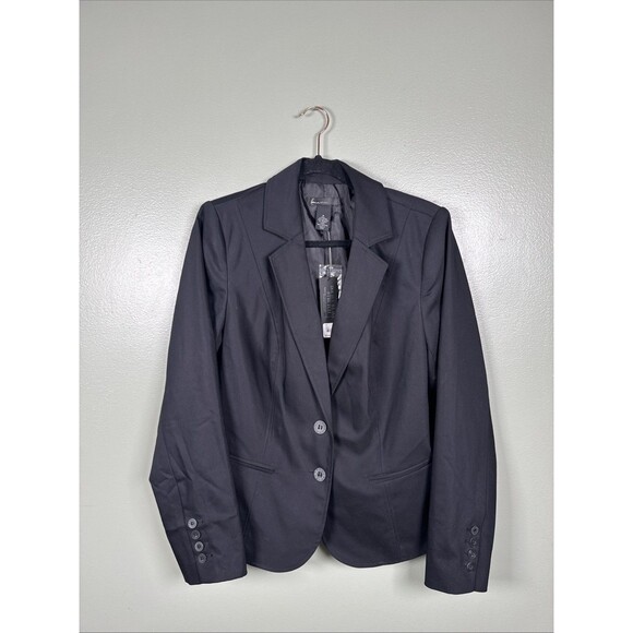 Lane Bryant Two Button‎ Black Blazer Double Weave Stretch Size 16 NWT $79 - Picture 1 of 8